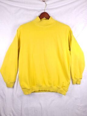 Aerie Mockneck Cozy Pullover Sweatshirt Pockets Yellow M